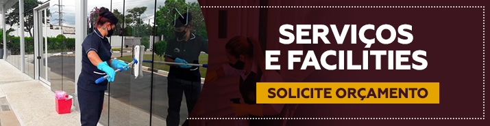 Banner de Serviços e Facilities, como o serviço de limpeza terceirizado